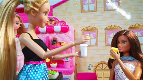 Barbie Coffee And Bakery 바비 인형놀이 커피랑 베이커리 Youtube