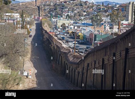 Nogales Arizona A Section Of The Border Fence That Separates The United