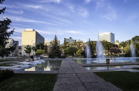 Pools and Fountains with Skyline of Winnipeg image - Free stock photo - Public Domain photo ...