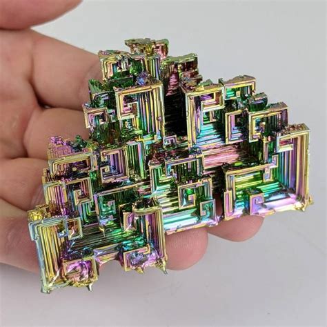 Bismuth Rainbow Xxl Crystal Cluster Lab Grown Mineral Etsy Bismuth