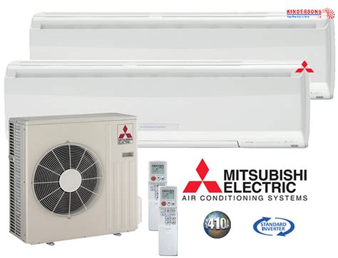 For custom control of multiple zones, up to five indoor units can be matched with one outdoor unit. 20000 BTU Mitsubishi MR.SLIM Ductless Mini Split Air ...