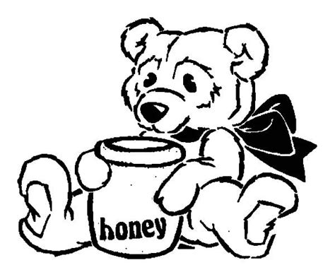 Honey Bear Sitting With Honey Pot Coloring Pages Coloring Sky Bear
