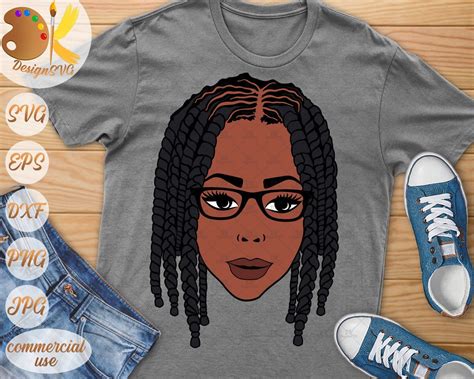 Black Woman With Glasses Svg Afro Woman Svg Afro Braids Etsy Afro