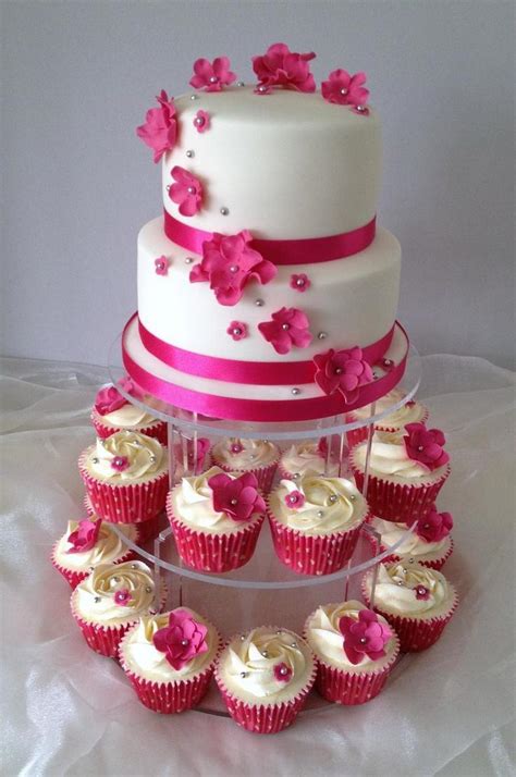 Fuchsia Wedding Hot Pink Cupcake Tower 2070035 Weddbook
