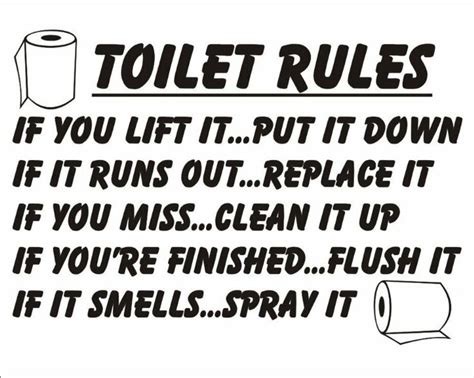 Toilet Rules If You Lift It Put It Down Bathroom Sticker Joke Novelty