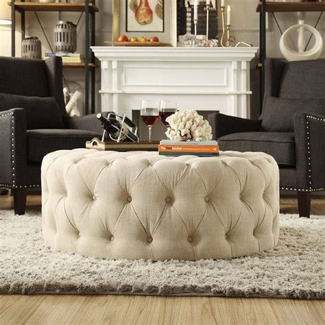 Brown/gray medium round wood coffee table set with nesting tables. 40 Best Ideas Round Upholstered Coffee Tables | Coffee ...