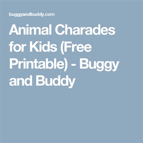 Animal Charades For Kids Free Printable Charades For Kids Free