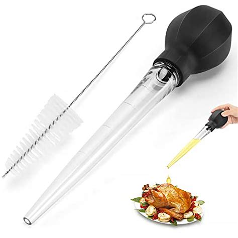 fairnull 1 set turkey baster syringe large food grade with cleaning brush bbq baster syringe