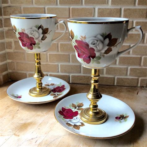 Unique Handmade Teacup Wineglass And Saucer Sets