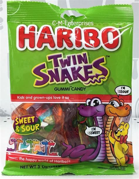 465 Haribo Twin Snakes Sweet And Sour Gummi Candy 5 Oz Gummy Ebay