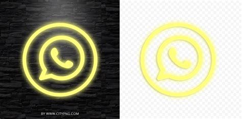 Hd Yellow Neon Outline Whatsapp Wa Round Circle Logo Icon Png Citypng