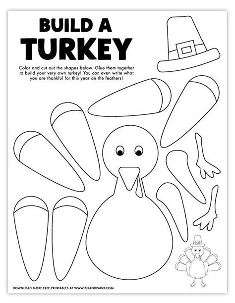 Free Printable Build A Turkey Coloring Page Pjs And Paint My Xxx Hot Girl