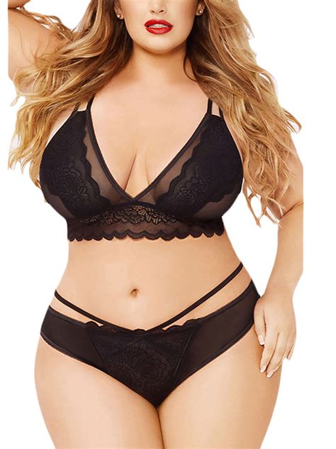 Women S Pcs Plus Size Sexy Lingerie Lace Babydoll G String Underwear Nightwear Walmart Com