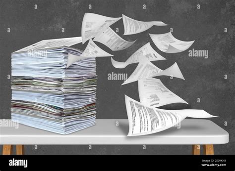 Big Pile Of Paper Being Blown Away Stock Photo Alamy