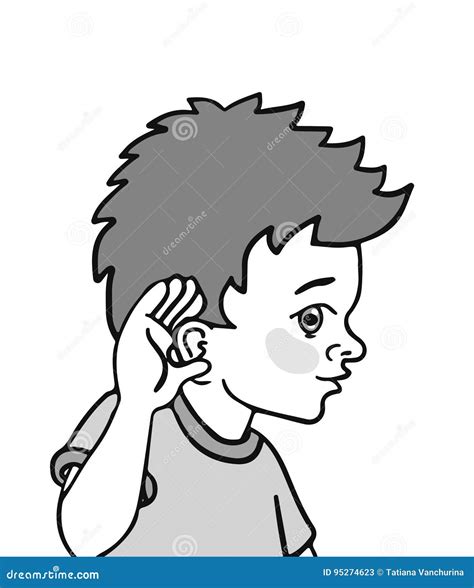 Illustration Of A Kid Demonstrating His Sense Of Hearing Stock Vector