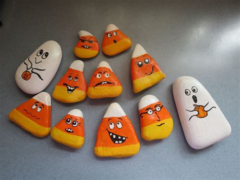 Rock Candy And Ghosts Rock Painting Ideas Easy Rock Painting Designs