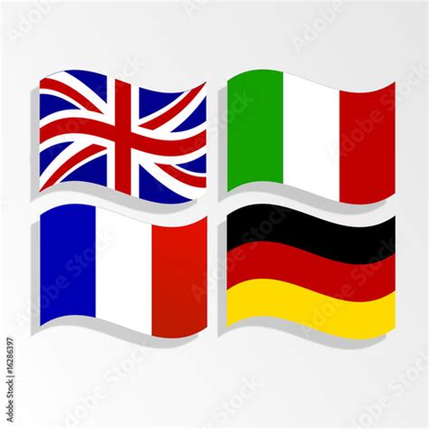 Official Flags Of United Kingdom Italy France And Germany Stock Image And Royalty Free