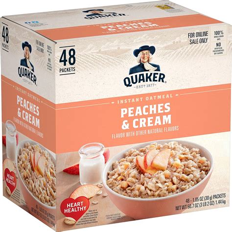 Quaker Instant Oatmeal Peaches And Cream Individual Packets 48ct