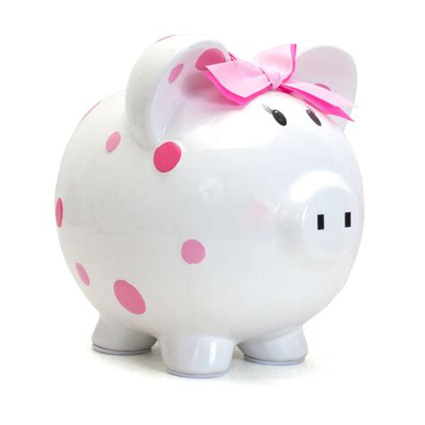 Pink Multi Dot Piggy Bank Child To Cherish