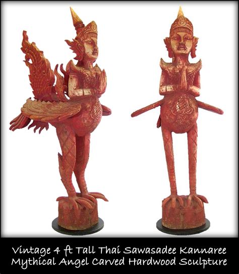 Ever See One Of These Thai Sawasadee Kannaree Mythical Angel 4 Ft Carved Wood Sculpture Wood