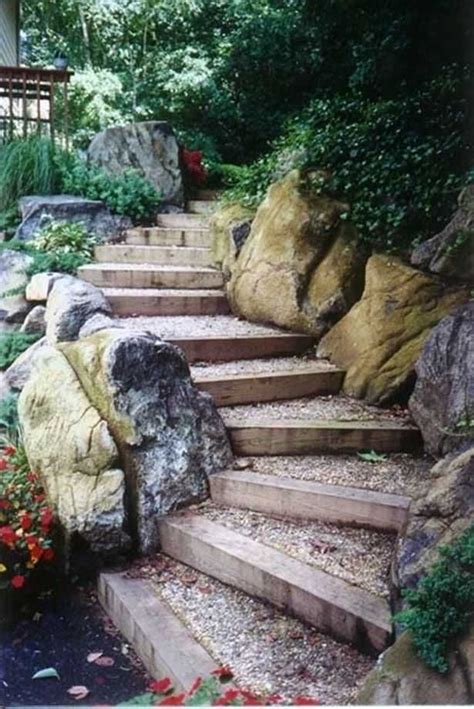Garden Steps On A Slope Ideas Sloped Garden Garden Steps Garden Stairs