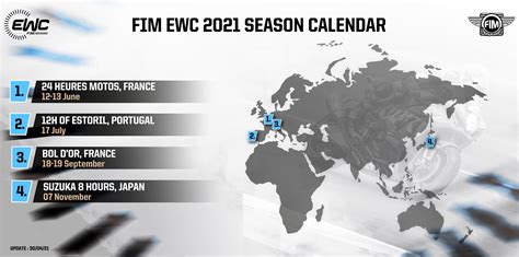 Revised 2021 FIM EWC Calendar Without The 8 Hours Of Oschersleben FIM