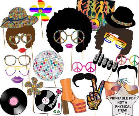 70s Party Photo Booth Props Disco Party Props Etsy