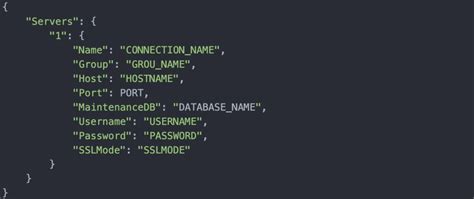 Define A PostgreSQL Database Connection In JSON And Import It In