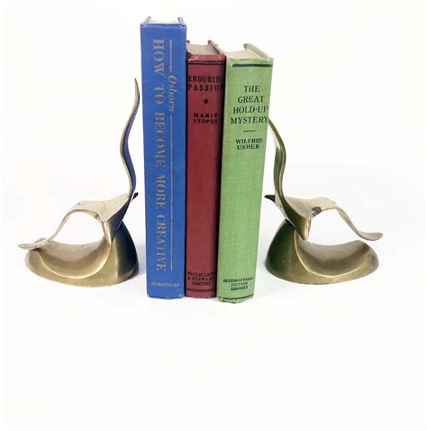 Vintage Brass Bookends Pair Of Solid Brass Flying Bird Seagull 2