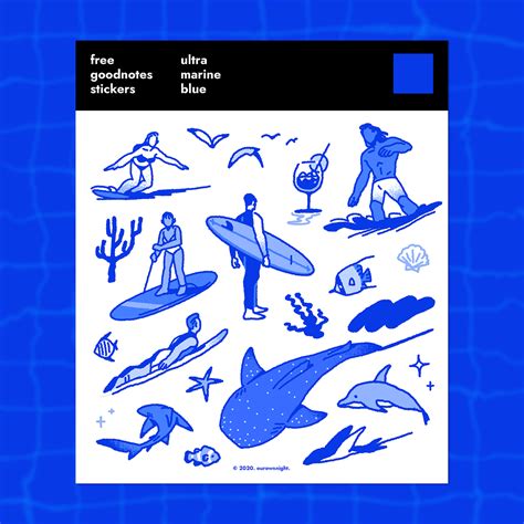 Daily, weekly, monthly and yearly page. FREE Goodnotes Stickers_Ultra Marine Blue on Behance