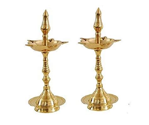 Buy Puja N Pujari Kerala Brass Diyas Oil Lamps Pair For Pooja Temple