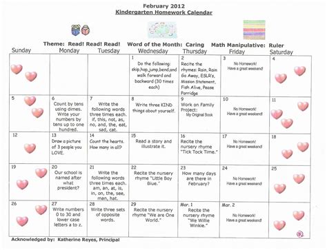 Math, language arts and other activities, including letters and the alphabet, handwriting, numbers, counting, shapes. Pre-K Monthly Homework Calendar | Homework calendar ...