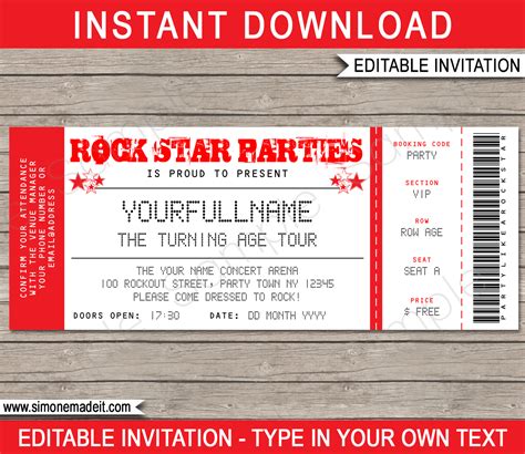 Editable Concert Ticket Template Free