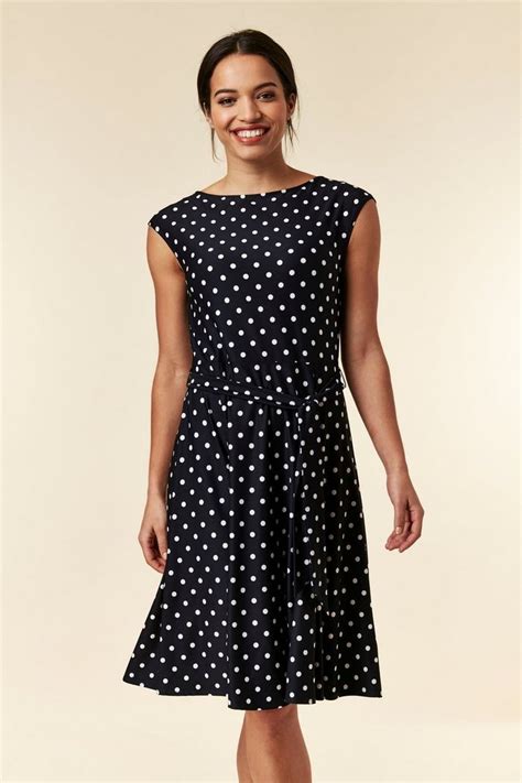 navy polka dot fit and flare dress wallis flare dress outfit fit and flare dress flare dress