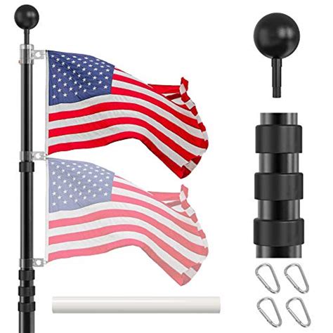 Telescoping Flag Poles Kit 20 Ft Heavy Duty Aluminum Telescopic Black