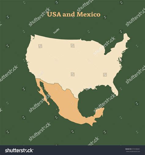 Outline Map Usa Mexico Isolated Vector Stock Vector Royalty Free