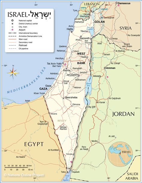 The following maps were produced by the u.s. Political Map of Israel - Nations Online Project