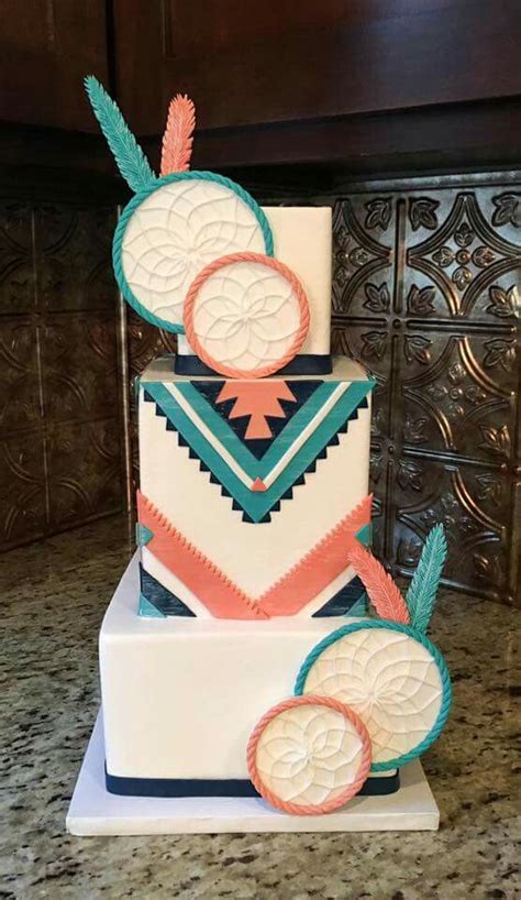 Native American Dreamcatcher Wedding Cake Beautiful Colors And Pattern Very Cool