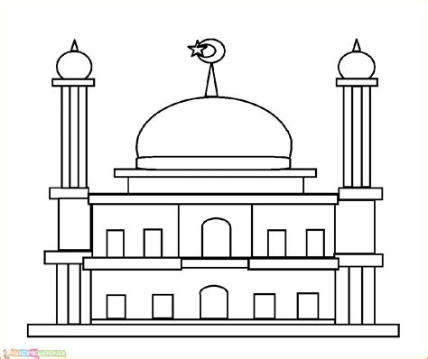 Kumpulan Mewarnai Gambar Sketsa Masjid Hitam Putih Desain Interior