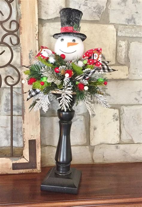 Christmas Snowman Candlestick Topper Etsy Canada Candle Stick Decor