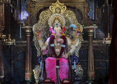 Ganesh Chaturthi Festival 2023 First Look Of Mumbais Lalbaugcha Rajas Ganpati Idol Unveiled
