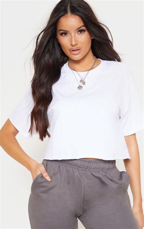 White Ultimate Oversized Crop T Shirt Loose Fitting Dresses Fashion Plus Size Tops