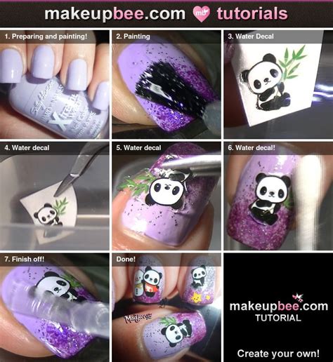 Step By Step Tutorial For Cute Panda Nails Panda Nail Art Nail Art