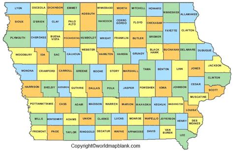 Iowa Map With County Lines And Cities United States Map