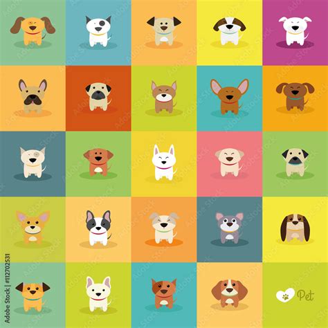 Cute Cartoon Dogs Stock Vector Adobe Stock