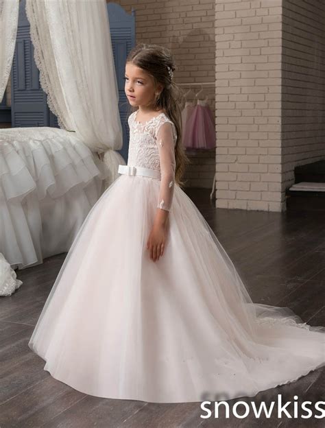 2018 Cute Blush Pink Flower Girl Dresses For Wedding With Lace