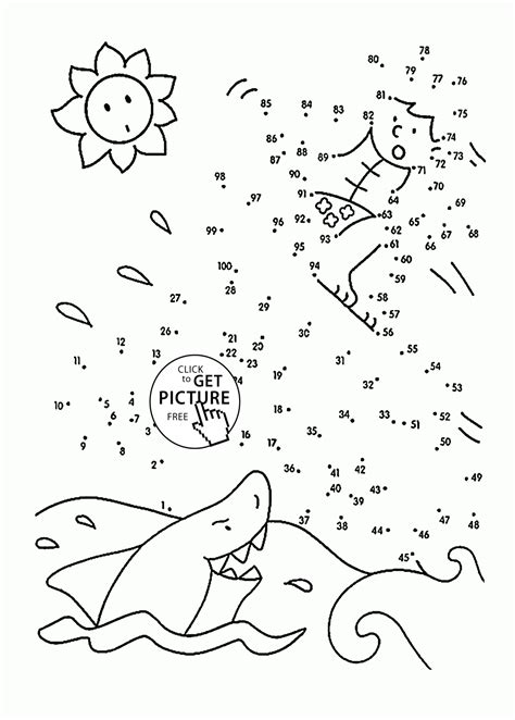 Turns an unsecure link into an anonymous one! Surfer and Shark Dot to Dot coloring pages for kids ...