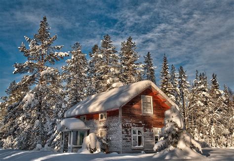 Cabin Tree Winter Old House Trees Snow Wallpaper 2048x1413 281576