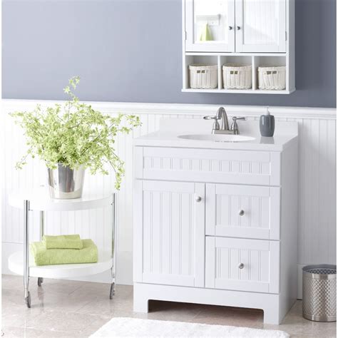 55.5 bathroom vanity single sink cabinet drawer bank (sink on the right) 213bb. Style Selections Ellenbee 30-in White Single Sink Bathroom ...