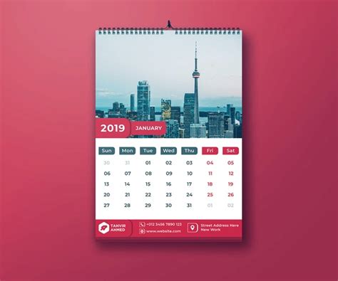 Wall Calendar 2019 Free Psd Templates